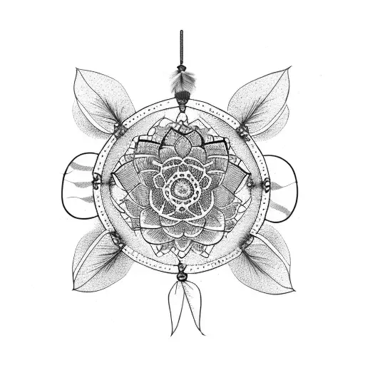 Dream Catcher With A Lotus Flower