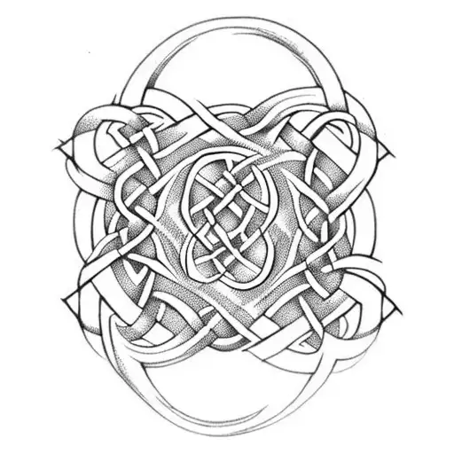 Celtic Knotwork Intertwined With Elements Of Nature