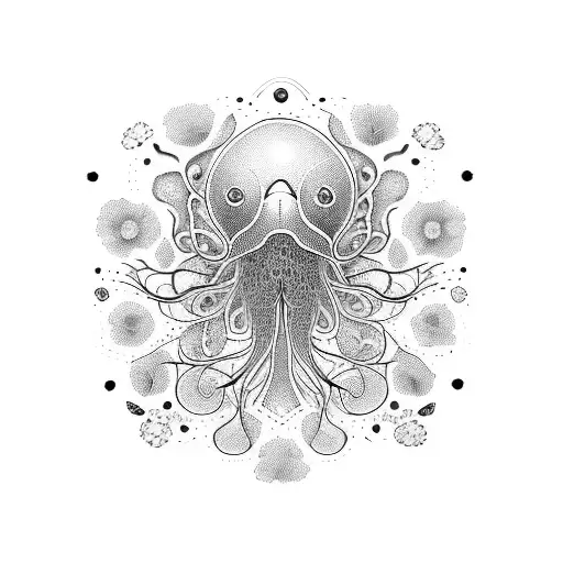 Floral Fine Line Jelly Fish