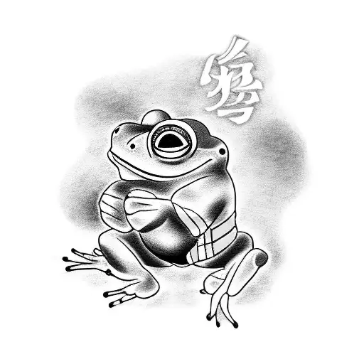 Create A Tattoo Of An Anime Character Dressed As A Fire Fighter With A Frog Companion