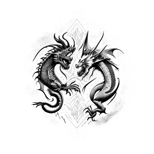 Combine A Dragon And A Wolf In A Fierce Battle Scene