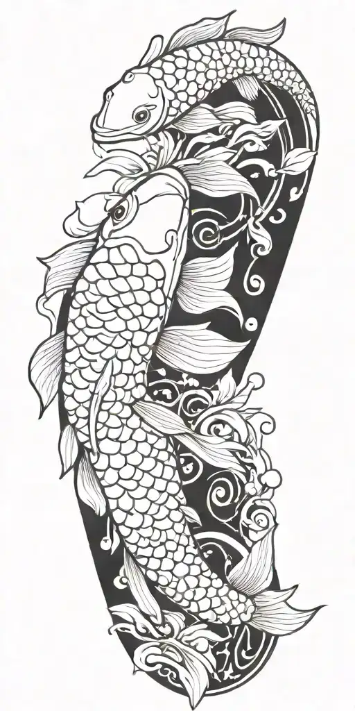 Traditional Japanese Koi Fish Tattoo Design