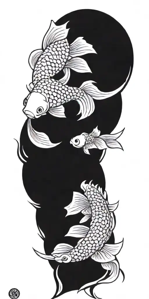Traditional Japanese Koi Fish Tattoo Design Featuring Technology