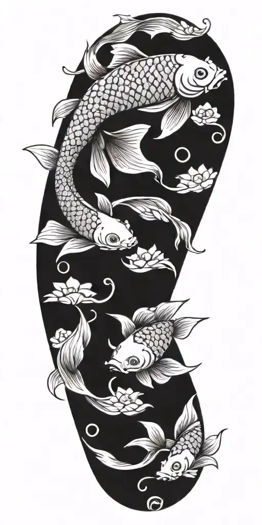 Traditional Japanese Koi Fish Tattoo Design But The Koi Fish Are Robots
