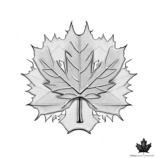 A Blackwork Maple Leaf Intertwined With The Word 'Montreal'
