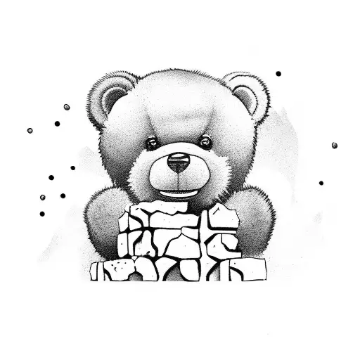 Teddy Bear Building A Brick Wall And A Brick Falling