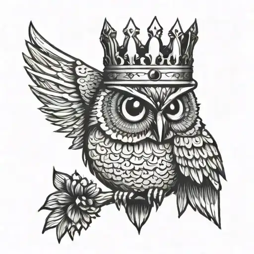 Owl And Crown Looking