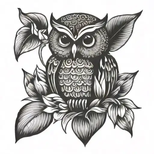 Owl And A Tulip Flower