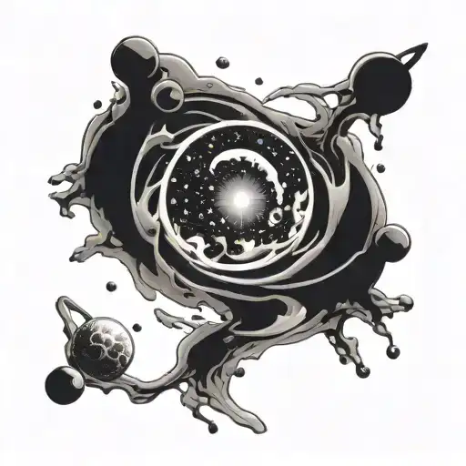 A Cosmic Scene With A Swirling Black Hole As The Focal Point