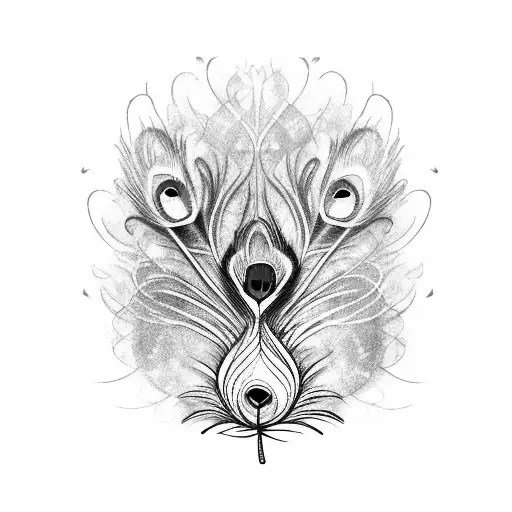 Peacock With The Body Down Below And The Feathers Wrapping Up Above The Head