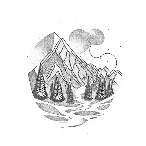 A Majestic Mountain Range With A Winding Trail Leading To The Top