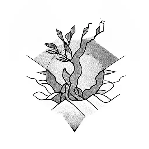 Vines With Sunset In A Rectangle