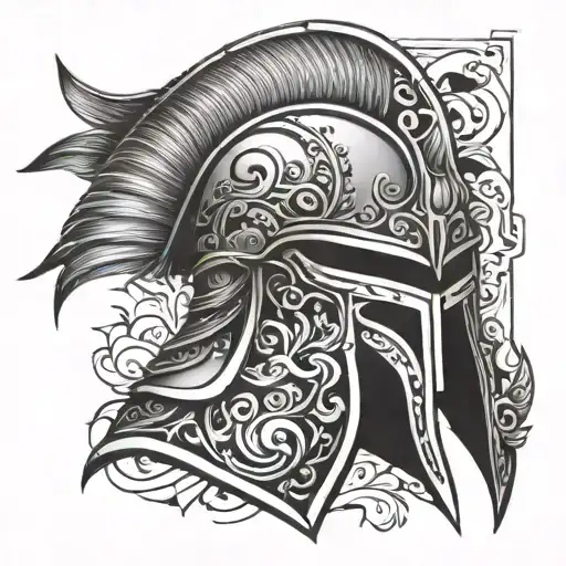 Spartan Helmet Adorned With Intricate