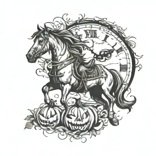 Halloween Clock Pumkin Horse