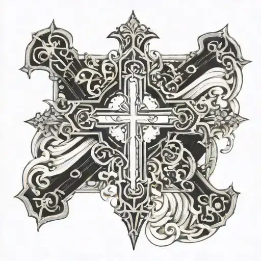 Cross With Holy Trinity Mixed Together And The Psalms 23 Bible Passage