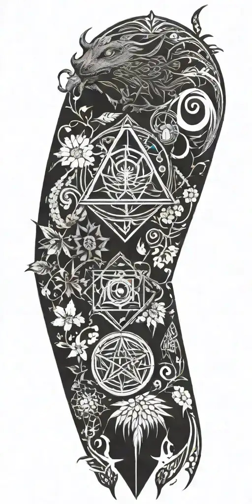 Nature And Spirituality Symbols Combined