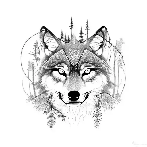 Enchanting Forest Scene With A Majestic Wolf