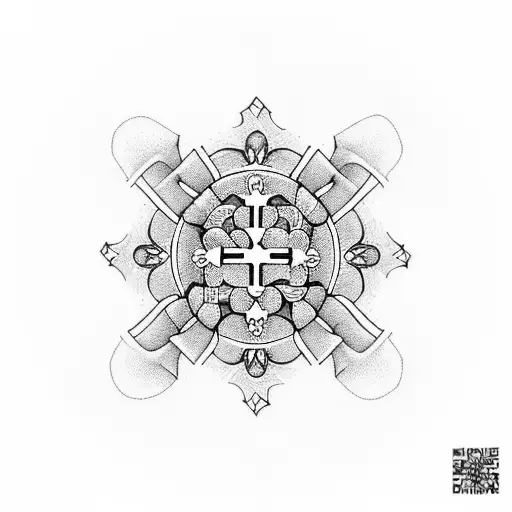 A Nurse's Cross Symbol Made Up Of Intricate Koi Fish Patterns