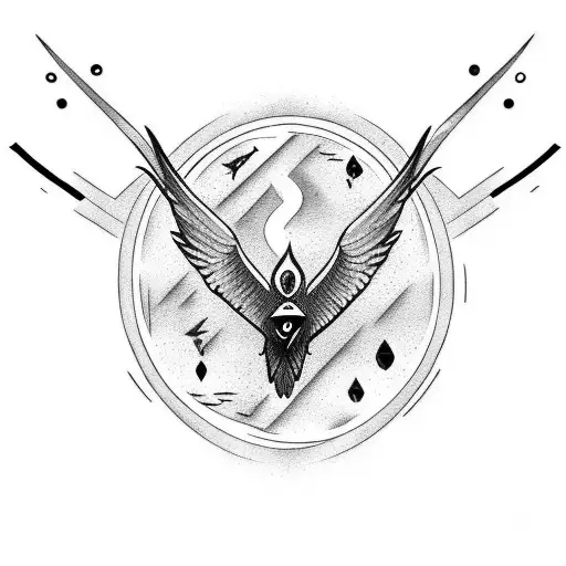 Treeline Sleeve With Nordic Runes And Ravens For Forearm