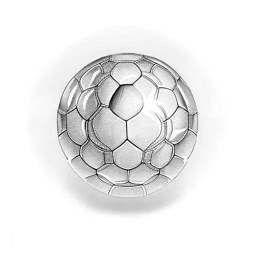 A Blackwork Tattoo Of A Soccer Ball Morphing Into A Historical Medical Instrument