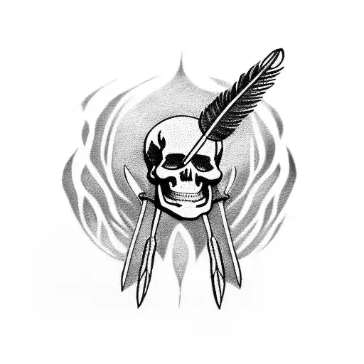 A Skeleton With A Feather Cape Holding A Scythe