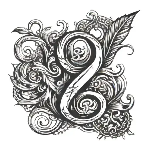 A Tattoo Combining The Letter B And L Wrapped In An Infinity Symbol With Sketch Style