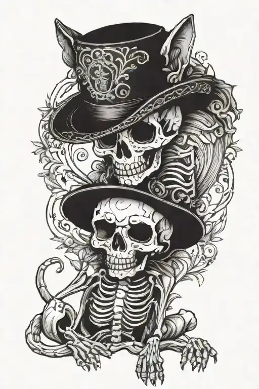 Creepy Skeleton Cat Playing