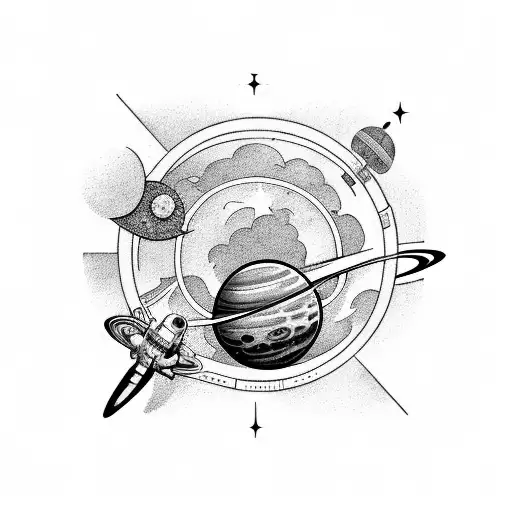 An Astronaut Exploring Solar System In Space