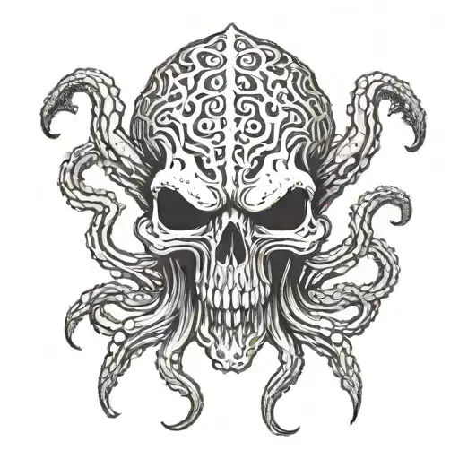 Cthulhu Skull With Tentacles Frontal View