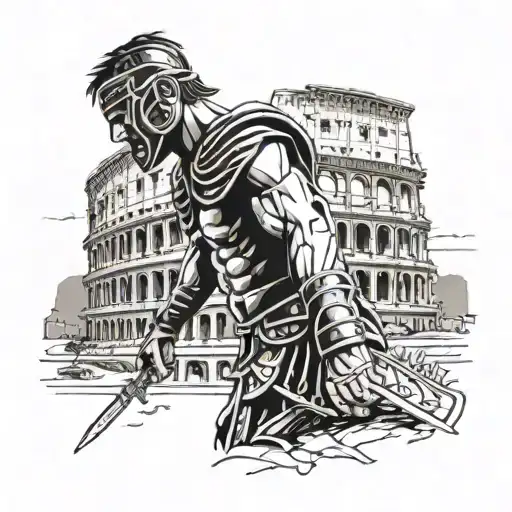 Gladiator With The Colosseum In The Background
