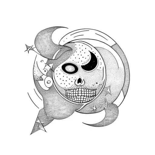 Black And White Moon And Stars