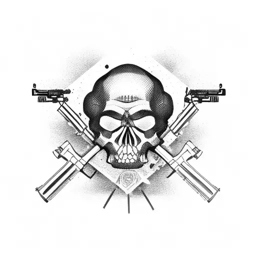 Mexican Gangster With Guns And Skulls