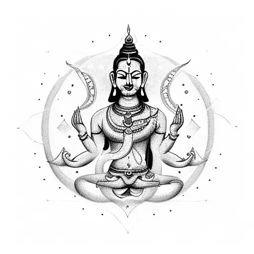 Meditating Brahman Surrounded By Intricate Sanskrit Script