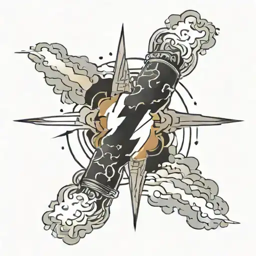 Clouds Wrapping Around Forearm With Black Lightning Coming Down