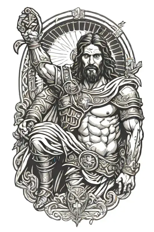 Jesus Christ With Gladiator Holding