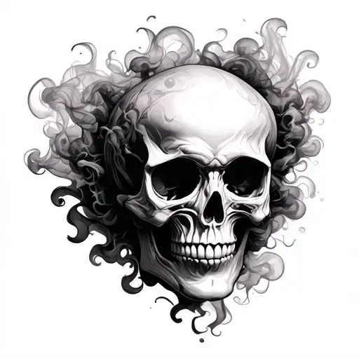 Skull Made Of Smoke Forming The Shape