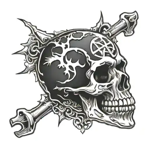 Skull With Hellfest Logo Incorporated