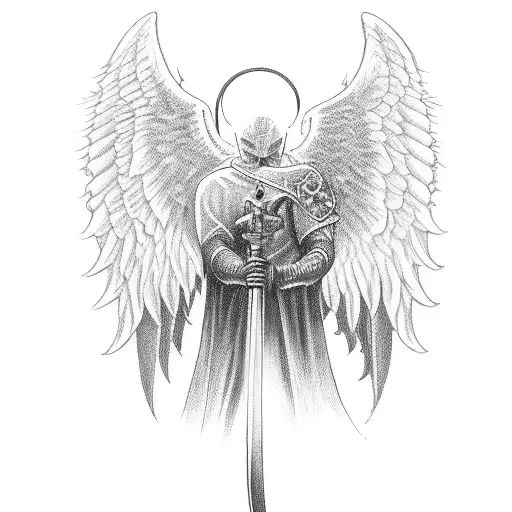 Angel Holding A Sword In His Hands