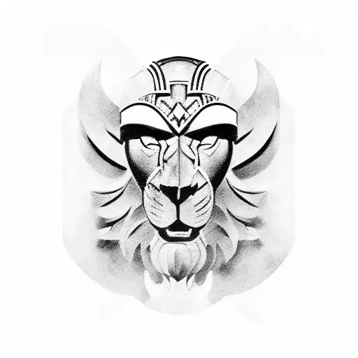 Greek Gladiator Games With A Gladiator In Middle And Lion Helmet