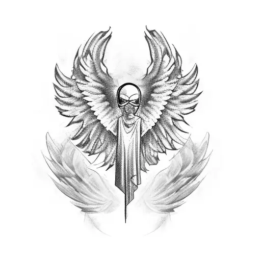 Angel Wings Intersecting With A Military Helmet