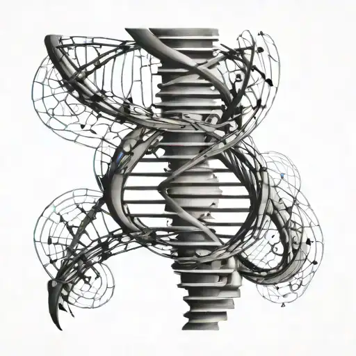 Double Dna Helix On Spine That Combines Into One Side