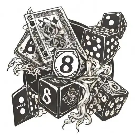 Money Cards Rose Dice 8 Ball Flames