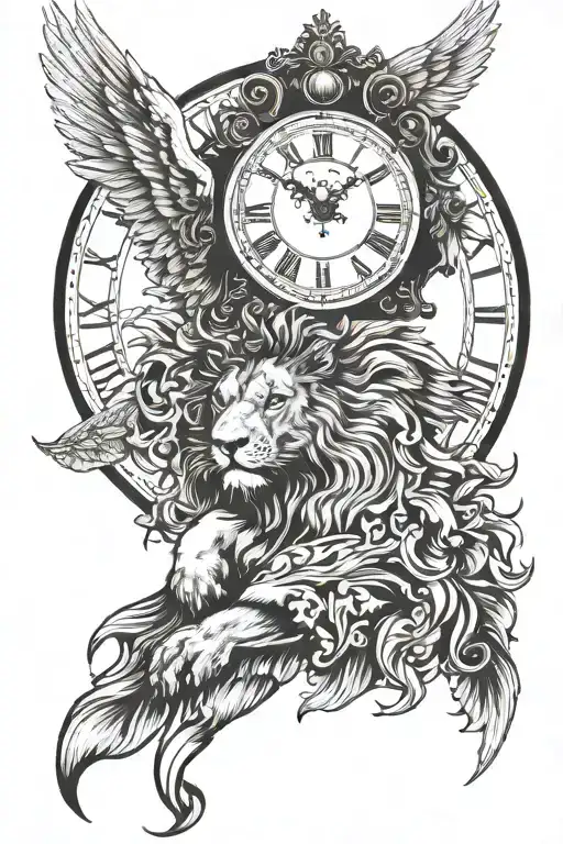 Angle Wings & Lion Head & Clock & 630