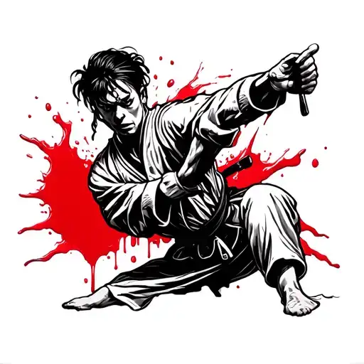 Black Karate Breaking Blood Blood