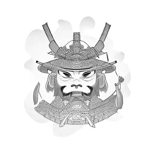 Samurai With Japanese Flowers