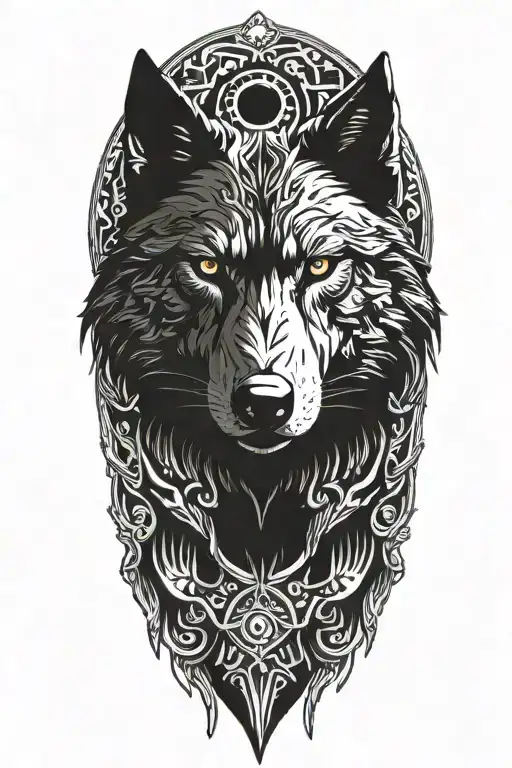 Black Wolf Head On Armor