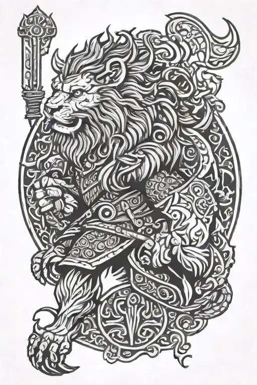 Viking Lion And Warrior