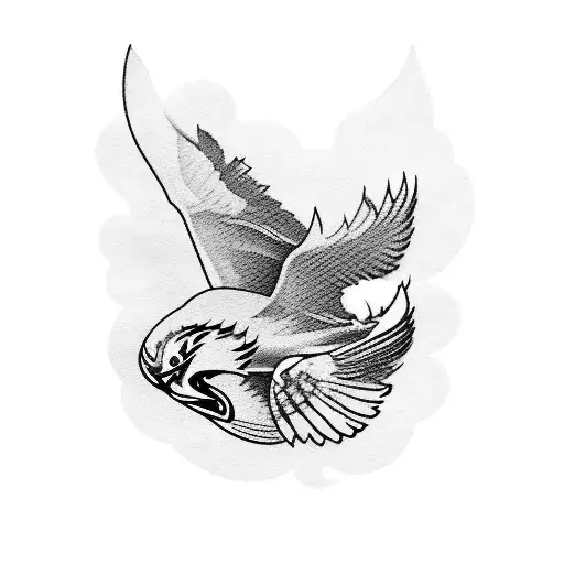 Combine The Silhouette Of A Seahawk With A Blackwork Tattoo Of A Family Camping In The Outdoors