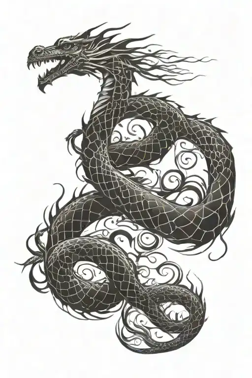 Dragon Wrap Around Upper Arm And Chest Red Background