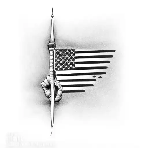 A Forearm Tattoo That Has An American Flag With The Word Hughes Across It